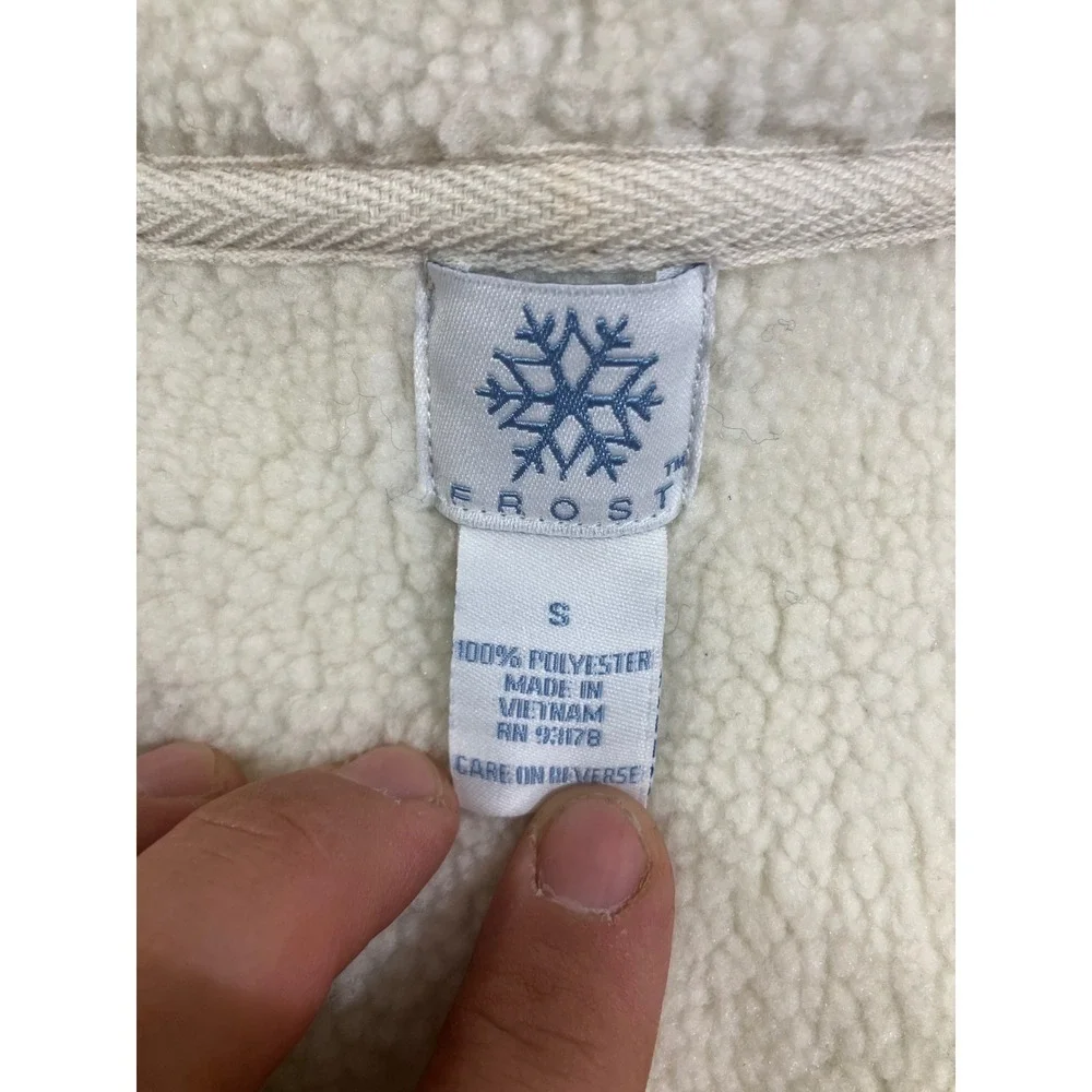 Frost‎ Womens Tan Fleece Full Zip Sherpa Lined Vest Mock Neck Beige Small